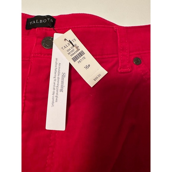 Talbots Corduroy Straight Leg 5 Pocket Pant in Red Women's Petite 16P $99.50 NWT - Picture 2 of 10